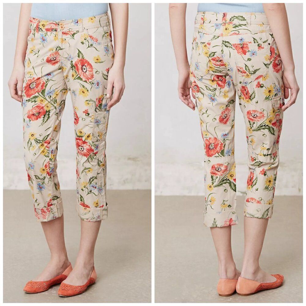 Anthropologie Hei Hei Sundrop Floral Cargo Pants Size 2 - Picture 7 of 13